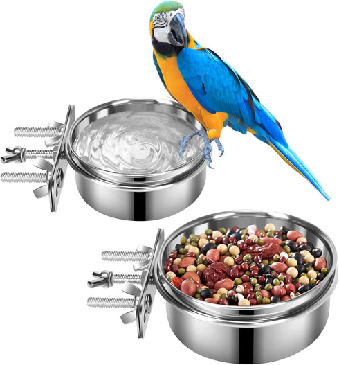Dog Food Water Bowl for Cage with Clamp Holder, Stainless Steel Pet Kennel Hanging Bowls Non-Spill Detectable Bowls Crate Feeder for Small Medium ...