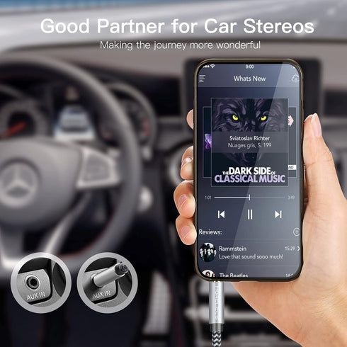 Aux Cord 4ft, 3.5mm Audio Cable - Nylon Braided 3.5mm Male to Male AUX Cable Cord for Car, Headphones, Home Stereos, Speaker...