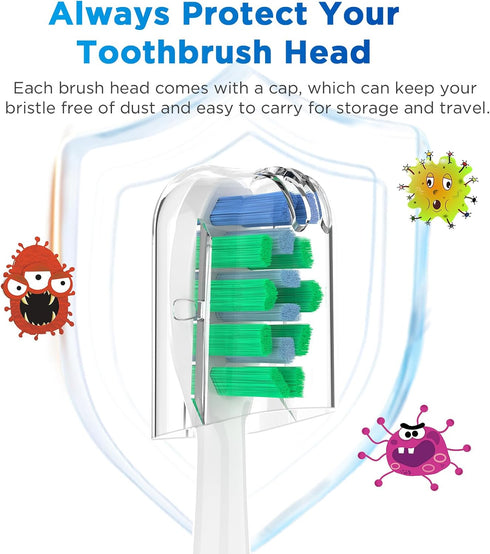 Replacement Brush Heads for 2023 Waterpik Sensonic Toothbrush, with Covers, Compact, White, 4 Count...