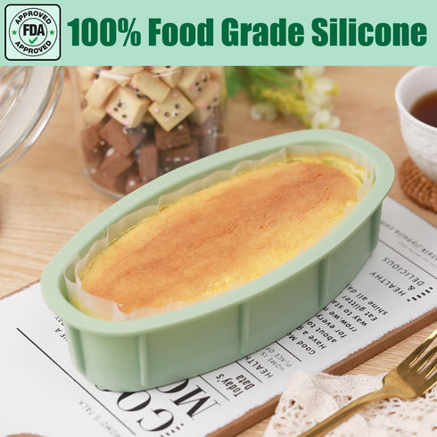 Silicone Oval Cheesecake Pan (2 Pack) - Non-Stick Silicone Cake Bread and Meat Bakeware for Oven, Pot Baking in Home, Kitchen & Bakery Use QLG0111...