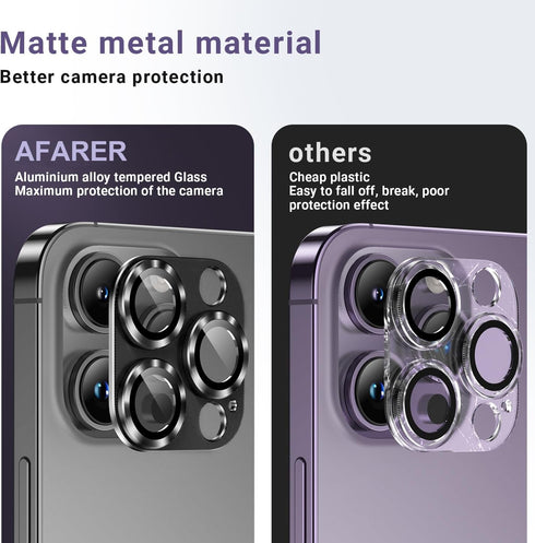 AFARER 2 Pack for iPhone 15 Pro/iPhone 15 Pro Max Camera Lens Protector, Metal Camera Cover with 9H Tempered Glass Screen Protector Accessories,[D...
