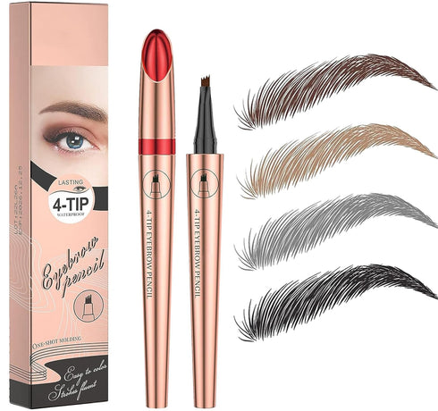 Eyebrow Pencil, 4 Tip Microblade Eyebrow Pen, Smudge-Proof brow pen, waterproof eyebrow pencil, Long-Lasting Natural Eye Brow Pencils for Women (D...