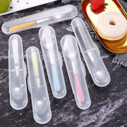 Grapefruit Spoons with Round Serrated Edges for Citrus Kiwi Dessert, Stainless Steel, Ceramic Handle, Storage Box (Black)...