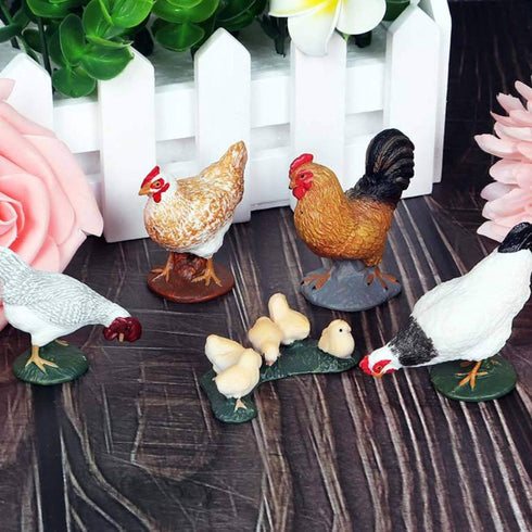 Farm Animals Figurines, 5 Piece Simulated Farm Chicken Animal Toy Statue Realistic Chicken Farm Animals Figurines Cake Topper Toy Set, Chicken Mod...