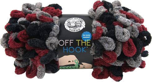 Lion Brand Yarn Off the Hook Yarn, Bulky No-Needle Craft Yarn for Crocheting, Hand-Knitting Yarn, 1-Pack, Dark & Stormy...