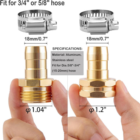 Garden Hose Repair Connector with Clamps, Fit for 3/4" or 5/8" Garden Hose Fitting, 2 Set...