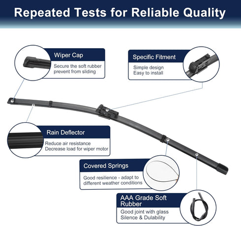 X AUTOHAUX Front Windshield Wiper Blades for VW Jetta 6 2014-2020 - 24 Inch 19 Inch...