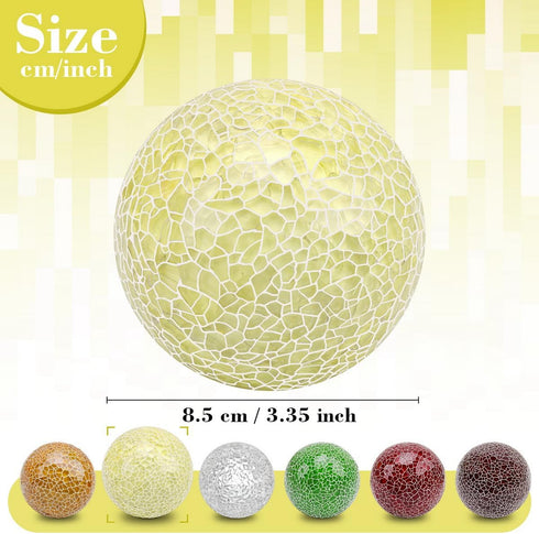Glass Solid Balls Orbs Decorative Crack Balls Mosaic Sphere Ball Wedding Decoration Centerpiece for Bowls Vases Bedroom Table Home Decor...