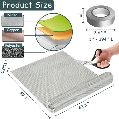 Fabric Craft Faraday Fabric Military Grade Conductive Material Protection with Tape (43.3" X 39.3", Sliver)...