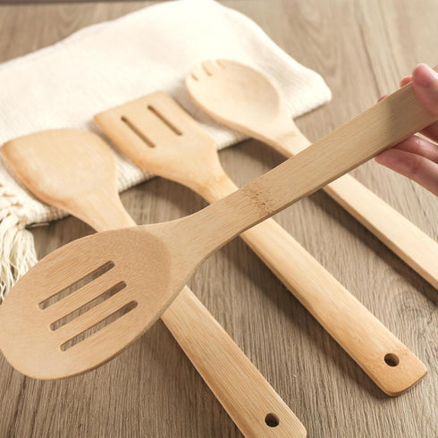 6PCS Bamboo Kitchen Utensils, Bamboo Spatula Spoons Bamboo Cooking Utensils Set for Home Kitchen Housewarming Holiday Gift...