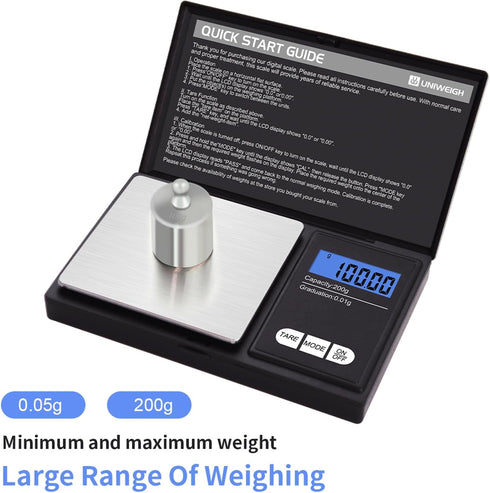 Digital Gram Scale,200g 0.01g/0.001oz Weight Scale Gram and Ounce,Electronic Smart Mini Pocket Scale with 100g Calibration Weight,for Grain,Gold,J...