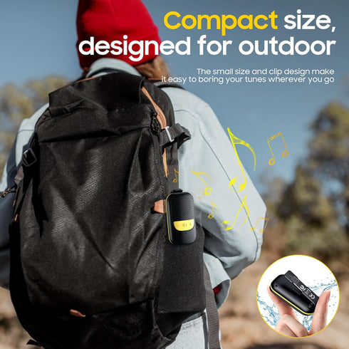 Temdan Wearable Bluetooth Speaker, Clip-On Portable Speaker with Built-in Mics for Hands-Free Music and Calls, Up to 10 Hours Battery Life,Mini Ou...