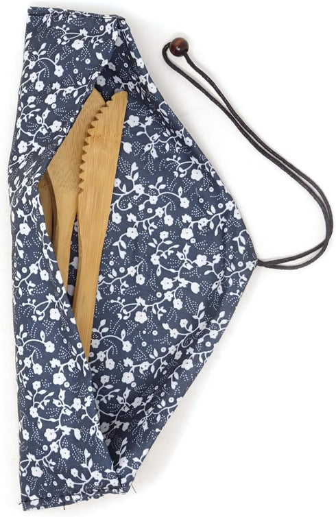 Honbay 3PCS Japanese Style Creative Eco-friendly Bamboo Flatware Set Reusable Utensils with a Retro Pouch -Spoon, Fork, Knife...