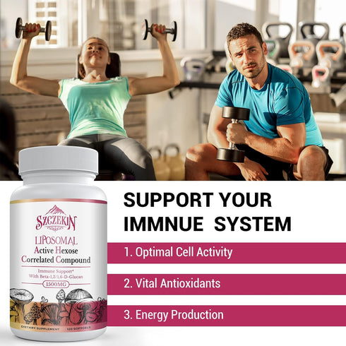 1500mg Liposomal Active Hexose Correlated Supplement,120 Soft Gels Beta-Glucans with Natural Mushroom Extract, Immune System, Liver Function, Main...