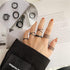 Black Knuckle Rings Set for Women Vintage Stackable Midi Rings Boho Crystal Pearl Sea Wave Finger Ring Pack...