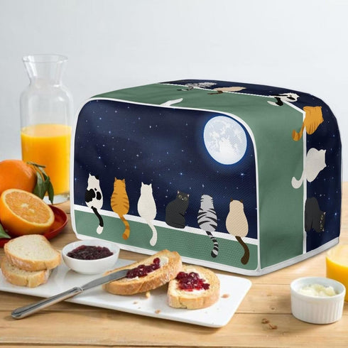 Galaxy Print Oven Cover Kitchen Bread Machine Protector, Moon Cat 2 Slice Toaster Cover for Home, Anti Dust Fingerprint Toaster Cover, Kitchen Sma...