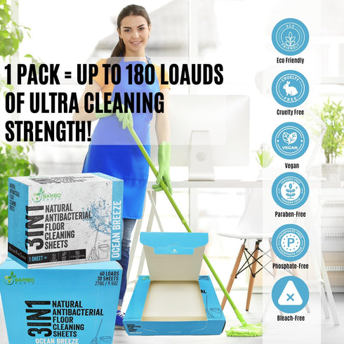 90 Pcs All Natural Floor Cleaner Sheets - Biodegradable And Dissolvable Multipurpose Mopping Concentrated Floor Cleaning Soap Detergent Strips, Me...