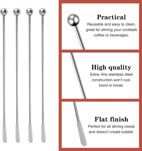 15Pcs Metal Stir Sticks, Stainless Coffee Stirrers Reusable, Swizzle Sticks for Cocktails, Multifunctional Stir Sticks for Epoxy, Resin, Coffee, W...