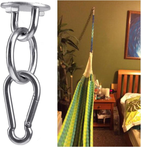 Hammock Hanging Hook Kit, Load Capacity 1400 lb, Stainless Steel Round Mount Pads, Spring Snap Hooks, Lag Screws Set for Hammock Yoga Swing Chair ...