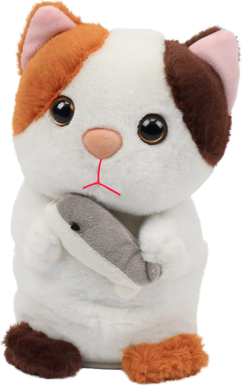 Hopearl Talking Kitty Repeats What You Say Cat with Fish Nodding Electric Interactive Animated Toy Speaking Plush Buddy Gifts for Toddlers, 7''...