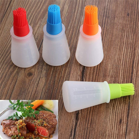 AKOAK 1 Pack Environmentally Friendly Silicone Flat-Bottomed Barbecue Oil Bottle Brush, Pastry Brush, Kitchen Baking and Barbecue Cooking Tools (G...