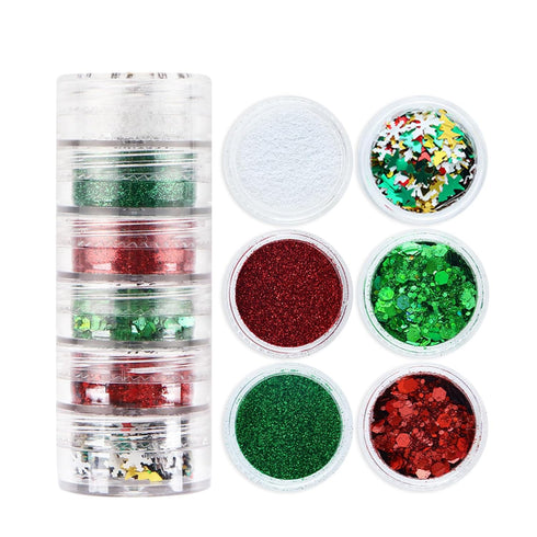 Christmas Nail Art Glitters Sequins 3D Snowflake Christmas Tree Nail Sequins for Acrylic Nail Supplies Xmas Winter Nail Decals for for Women Nail ...