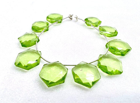 1 Strand Peridot Quartz 10 Pcs Beads Size 14x14mm Hexagon Shape Cut Faceted Beads for Jewellery Making, Beading & Craft Supplies KCRAFTS-RK_k53...