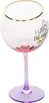 Pavilion Gift Company I Used To Be Hitched But I'm Better Now 11 Oz Red Ombre & Gold Unique Tipsy Stemmed Wine Glass, Pink...