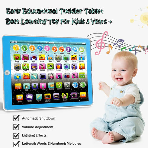 Kids Tablet Learning Pad Toddler Tablet with ABC Word Song Music Number Electronic Interactive Toy for Educational Preschool Boys & Girls 3 4 5 Ye...