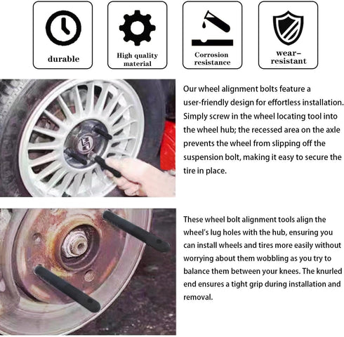 M14x1.25 Wheel Alignment Pin, Wheel Hanger Rim Stud Bolt Nut, Tool for Changing Tires on Cars with Lug Bolts,Guide Studs, Rim Stud Pilot Pin, Tire...