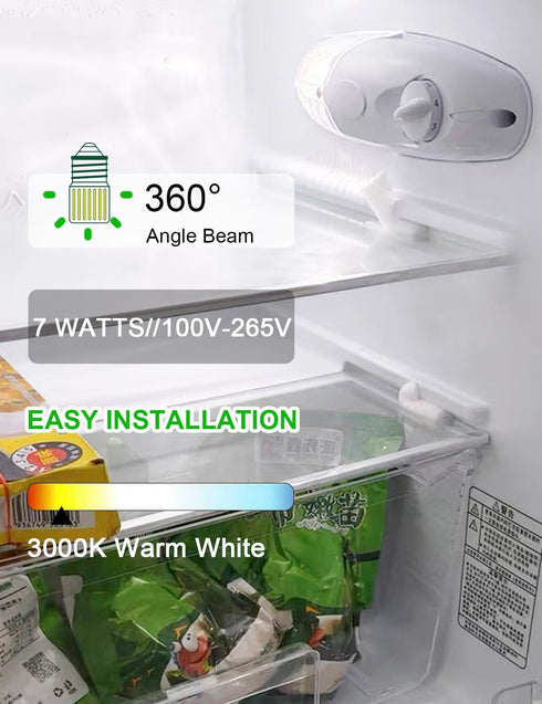 E26 Refrigerator Light Bulb 7W 60W Equivalent Fridge Light Bulb Replacement 800 Lumen 3000K Warm White Freezer Light Bulb Energy Saving LED Light ...