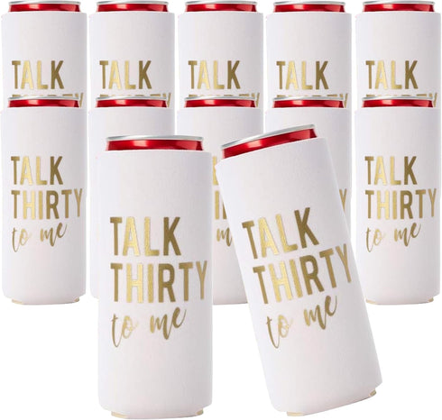 Talk Thirty to Me Can Coolers, Set of 12-30th Birthday Decorations and Party Favors for Her or Him, Dirty 30 Gifts for Women...