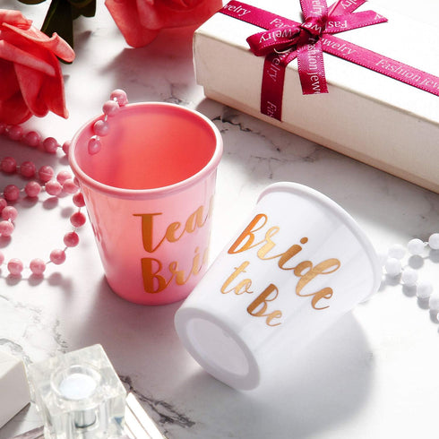 Boao 8 Pieces Bride Shot Necklace Glass, Bachelorette Shot Glass Necklace with Gold Foil for Wedding Bachelor Party and Bridal Shower Decorations(...