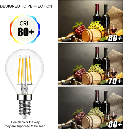 LVWIT G14 LED Globe Filament Bulb E12 Screw Base, Dimmable 60W Equivalent 2700K Warm White Chandelier Edison Light Bulb(6-Pack)...