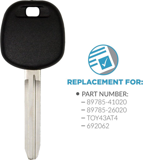 Keyless2Go Replacement for New Uncut Transponder Ignition 4C Chip Car Key TOY43...