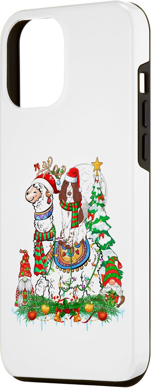 iPhone 14 Plus Santa English Springer Spaniel Riding Reindeer Llama Xmas Case...