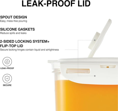 LocknLock Aqua Fridge Door Water Jug with Handle BPA Free Plastic Pitcher with Flip Top Lid Perfect for Making Teas and Juices, 2 Quarts, Ivory...