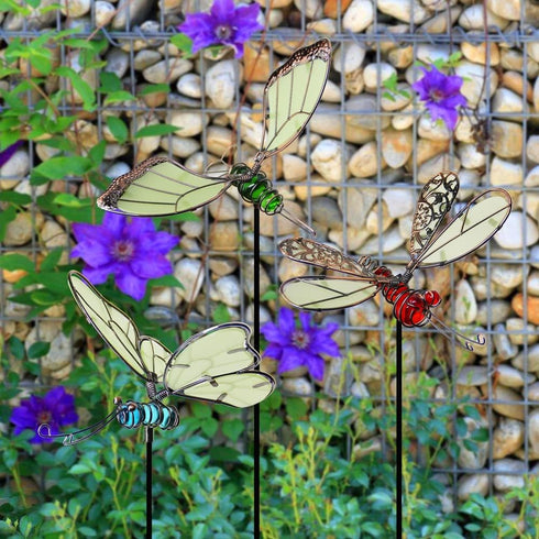 Juegoal 20 Inch Butterfly Garden Stakes Decor, Dragonfly Stakes, Hummingbird Glow in Dark Metal Yard Art for Mom, Mothers Day Ideal Gifts, Indoor ...