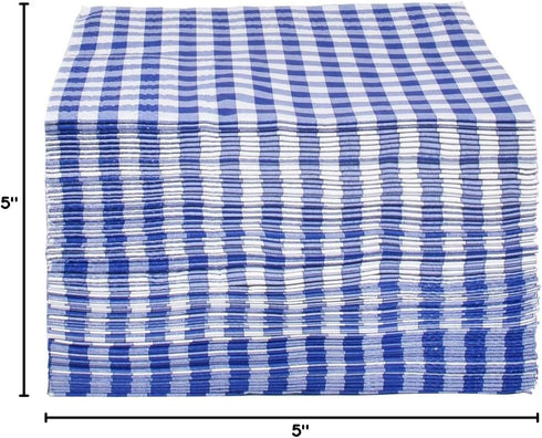 Gatherfun Cocktail Napkins 3-ply 80PCS Blue and White Gingham disposable Paper Napkins Beverage napkins for Restaurant Bar Picnic Birthday Party...
