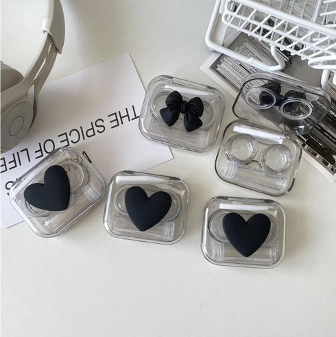4 Pack 3D Design Cute Contact Lens Cases, Travel Eye Contacts Case Box Holder, Contact Lenses Tweezers Remover Tool Solution Bottle Kit for Daily ...