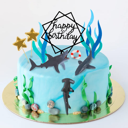 9 Pack Shark Cake Topper Shark Figurines Decoration for Kids Baby Shower Ocean Theme Birthday Party...