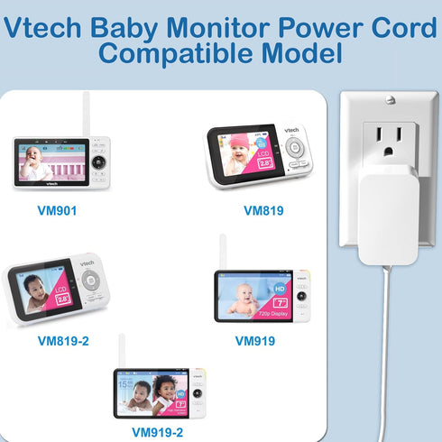 5V Baby Monitor Power Cord for VTech VM901 VM819 VM819-2 VM919HD VM919-2HD Video Baby Monitor Screen Charger Parent Unit Replacement Charger Cord...