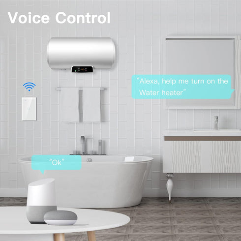 BSEED Smart Water Heater Switch,Work with Amazon Alexa,Google Assistant,WiFi Touch Switch with Smart Life APP Control and Timing Function,20A Whit...