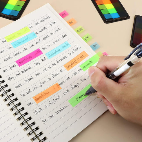 600 Pieces Sticky Index Tabs Page Flags, ALOTCHE Transparent Sticky Notes Book Sticky Tabs for Annotating Books, Neon Pop Up Index Tabs Self-Adhes...