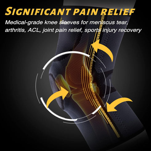 Professional Knee Brace, Compression Knee Sleeve with Patella Gel Pad & Side Stabilizers, Knee Support Bandage for Pain Relief, Medical Knee Pad...
