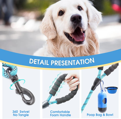 BAAPET 2 Packs 5/6 FT Dog Leash with Comfortable Padded Handle and Highly Reflective Threads Dog Leashes for Small Medium and Large Dogs (5FT-1/2'...
