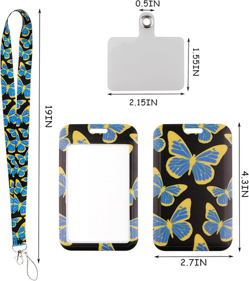 Black Butterfly Lanyard with ID Badge Holder Phone Pad Girls Cool Neck Lanyard ID Card Holder for Women School Teacher Lanyards for Keys...