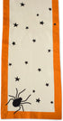DII Halloween Tabletop Collection Bold Black Stars/Spooky Spider with Orange Border on Off-White Natural Background, Machine Washable, 14x72 Table...