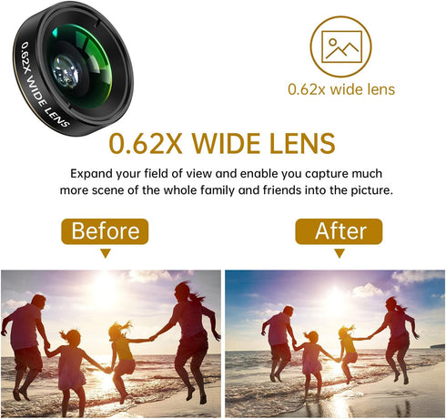 Phone Camera Lens 3 in 1 Kit, COSULAN Phone Lens Kit - 235° Fisheye Lens + 25X Macro Lens + 0.62X Wide Angle Lens, Clip on Cell Phone Lens Camera ...