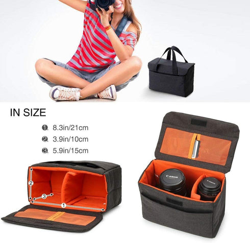 BAIGIO Camera Insert Bag Inner Case High-Capacity Shockproof and Waterproof DSLR SLR Camera Small Inner Bag Foldable Protective Bag Inner Camera O...